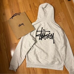Stussy basic logo ash heather hoodie